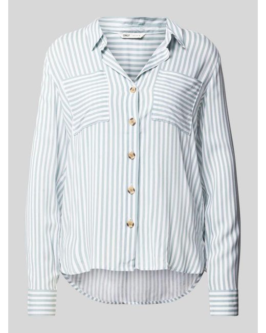 ONLY Regular Fit Overhemdblouse Van Pure Viscose in het Blue