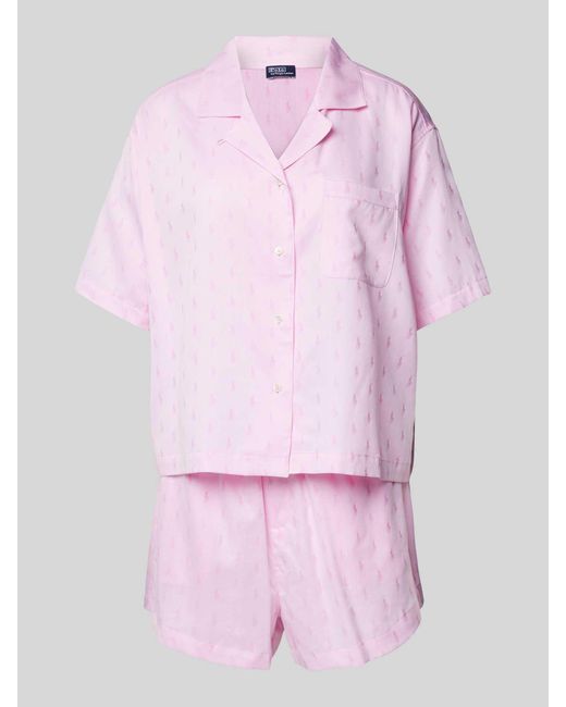 Polo Ralph Lauren Pink Pyjama mit Allover-Logo-Muster