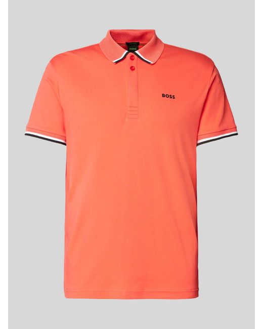 Boss Regular Fit Poloshirt Met Labelprint in het Orange voor heren