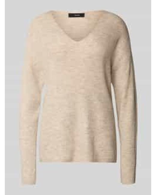 Vero Moda Regular Fit Gebreide Pullover Met V-Hals, Model 'Crewlefile' in het Natural