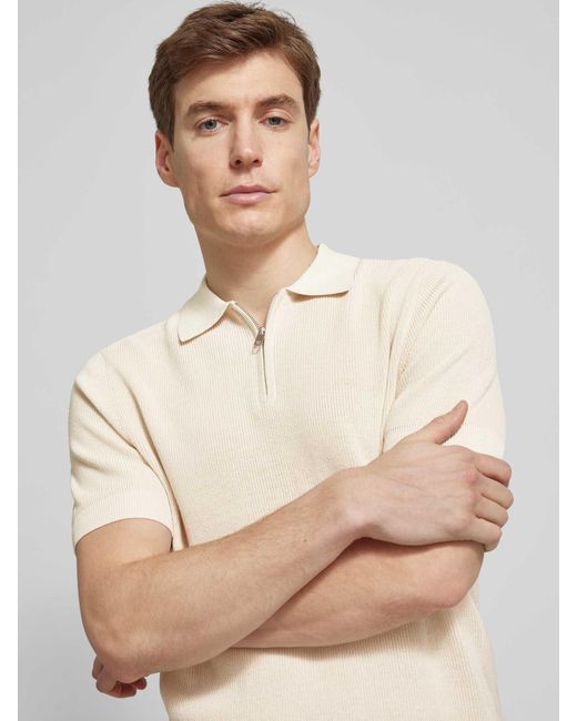 Antony Morato Regular Fit Poloshirt Met Ritssluiting in het Natural voor heren