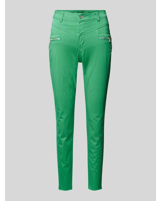 Buena Vista Skinny Fit Broek Met Verkort Model in het Green