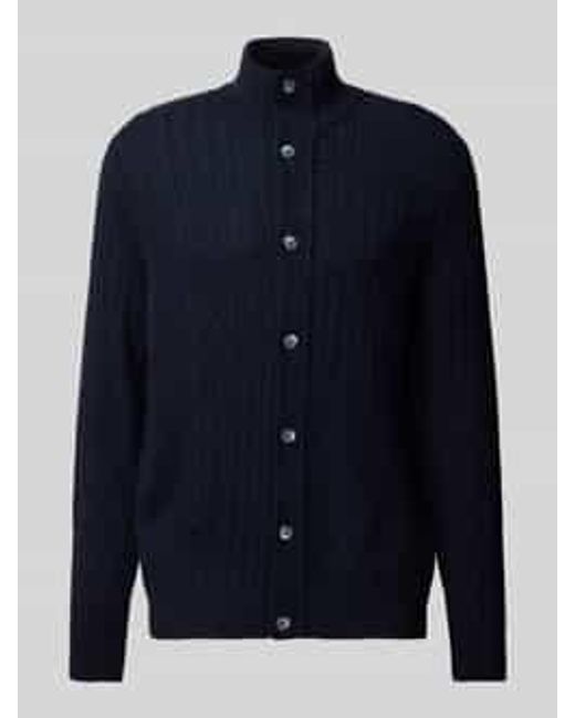 Brax Regular Fit Gebreid Jack Met Viscose, Model 'Jeff' in het Blue voor heren