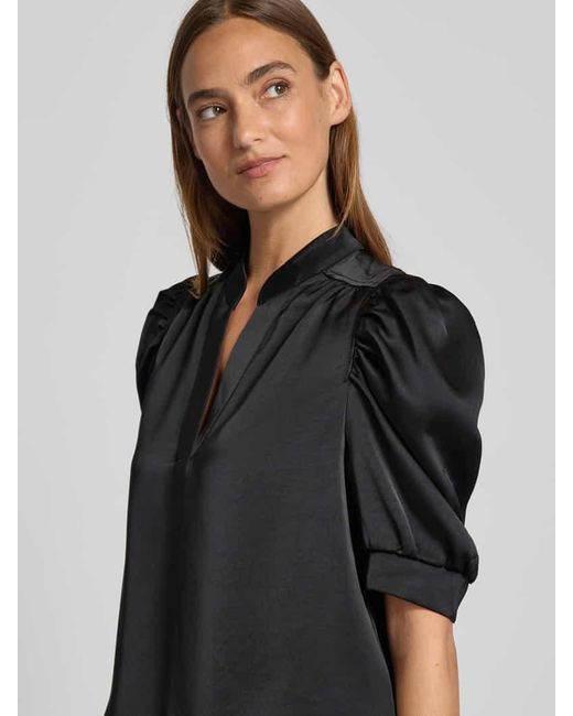 Neo Noir Black Regular Fit Blusenshirt mit Puffärmeln Modell 'Roella'