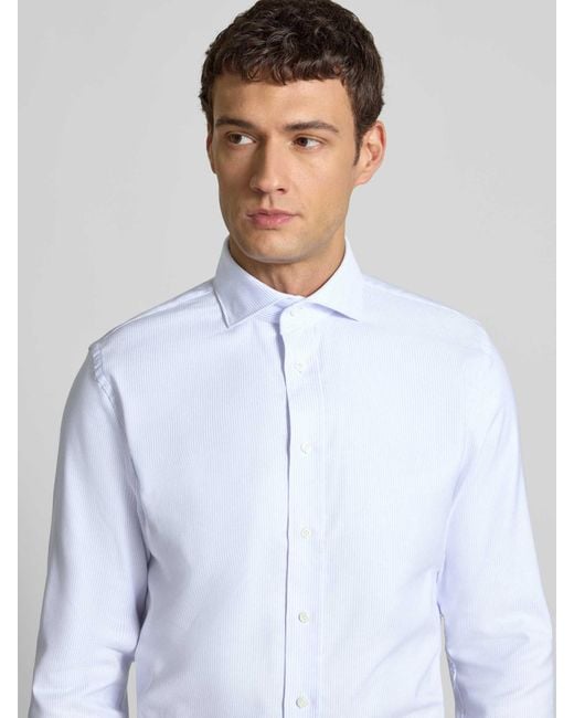 Profuomo Regular Fit Zakelijk Overhemd Met Haaikraag, Model 'Cutaway' in het Blue voor heren