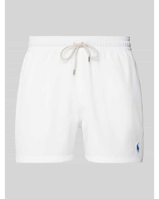 Polo Ralph Lauren Badehose mit Logo-Stitching Modell 'TRAVELER' in White für Herren