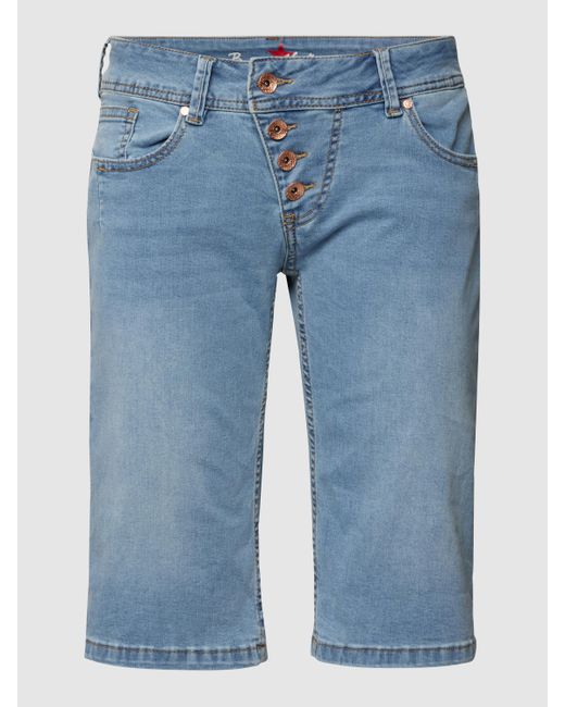 Buena Vista Korte Jeans Met Labeldetails in het Blauw | Lyst NL