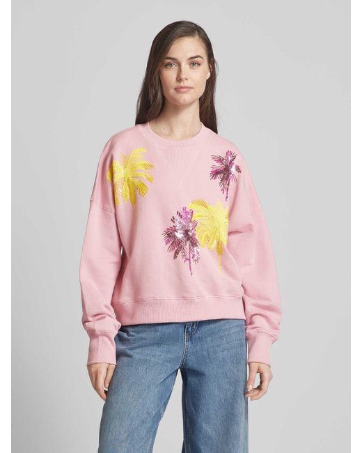 Essentiel Antwerp Sweatshirt mit Pailletten- und Ziersteinbesatz in Pink für Herren