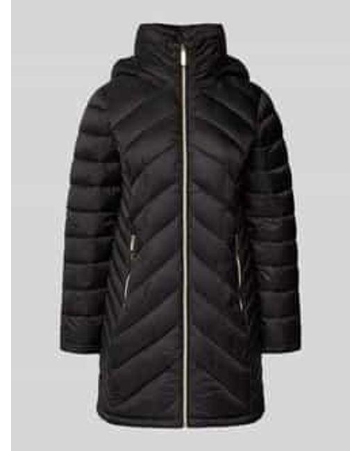 MICHAEL Michael Kors Gewatteerde Lange Jas Met Opstaande Kraag, Model 'Longline' in het Black