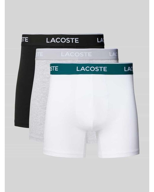 Lacoste Trunks mit elastischem Logo-Bund im 3er-Pack in White für Herren