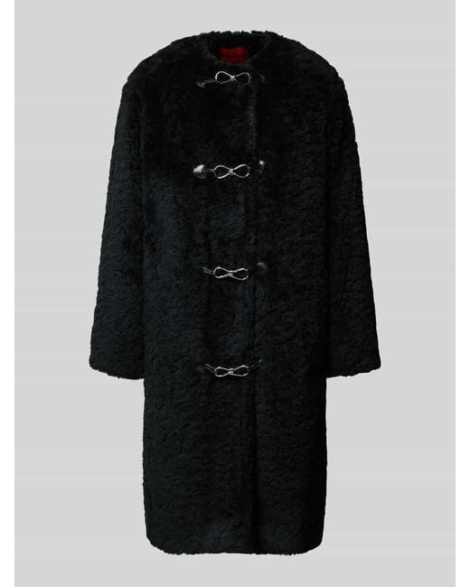 HUGO Black Regular Fit Teddy-Mantel mit Klickverschluss Modell 'MELJA'