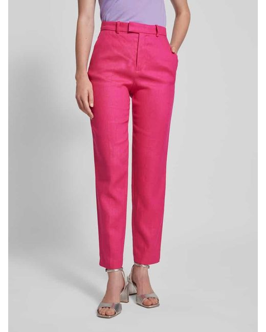 Mango Pink Slim Fit Bundfaltenhose aus Leinen mit Gesäßtaschen