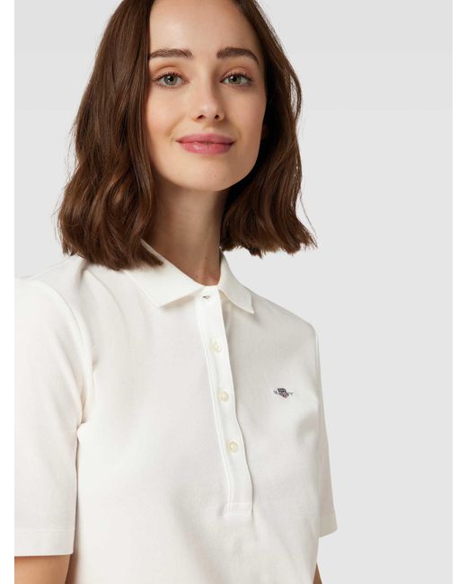 Gant Poloshirt Van Katoen Met Labeldetail in het Natural