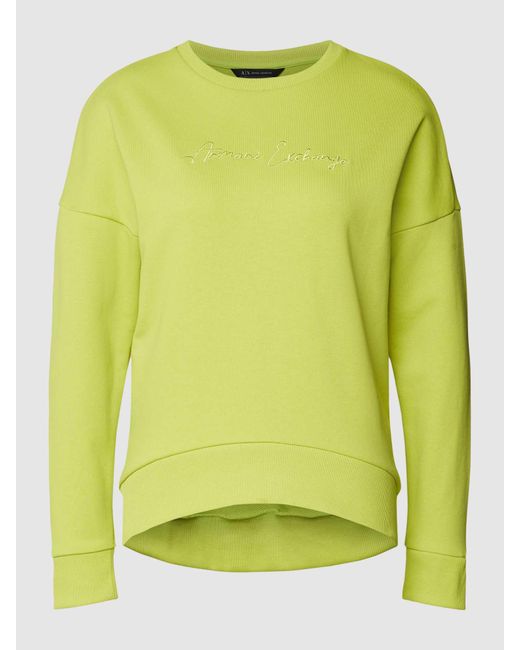 Armani Exchange Sweatshirt Met Logostitching in het Yellow