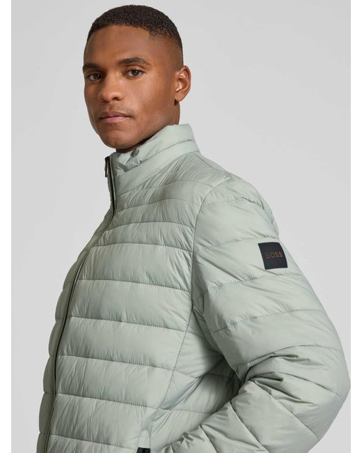 Boss Slim Fit Gewatteerd Jack Met Opstaande Kraag, Model 'Oden2' in het Green voor heren