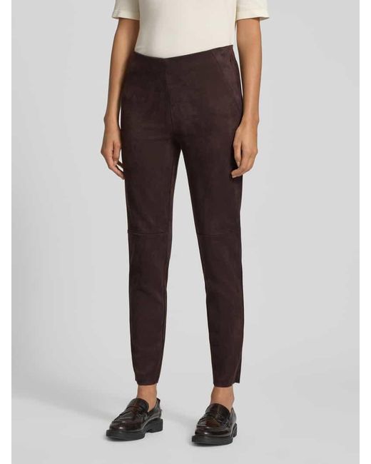 Christian Berg Women Brown Hose in Leder-Optik mit elastischem Bund