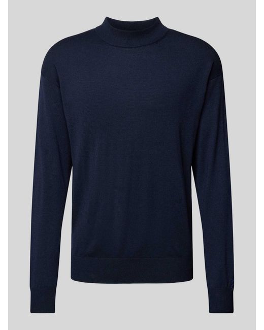 Scotch & Soda Gebreide Pullover Met Opstaande Kraag, Model 'Core' in het Blue voor heren