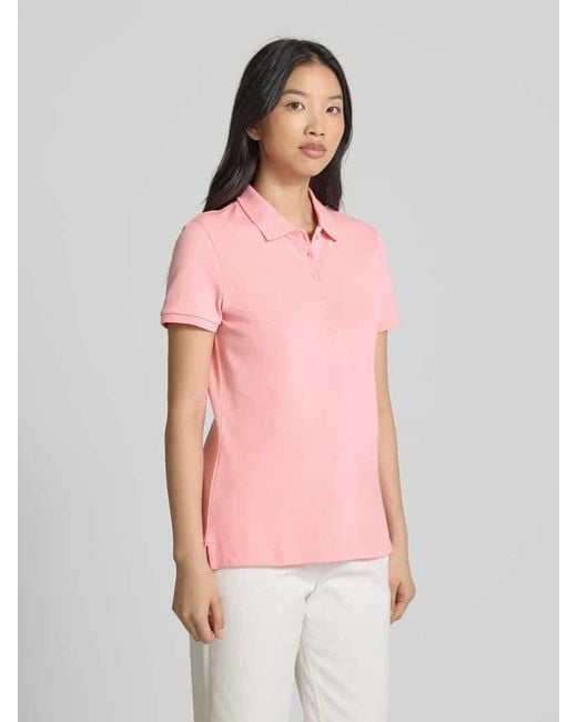 Christian Berg Women Pink Poloshirt mit kurzer Knopfleiste