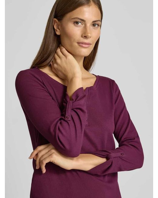 Tom Tailor Purple Regular Fit Langarmshirt aus Baumwoll-Mix
