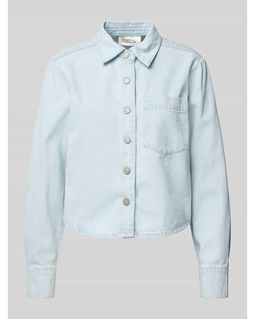 My Essential Wardrobe Blue Regular Fit Jeansbluse mit Brusttasche Modell 'Winnie'