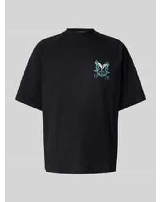 carlo colucci Oversized T-Shirt Met Labelprint in het Black voor heren