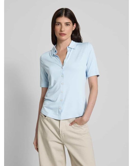 Marc O' Polo Blue Regular Fit Jersey-Bluse mit kurzem Arm aus Viskose-Mix