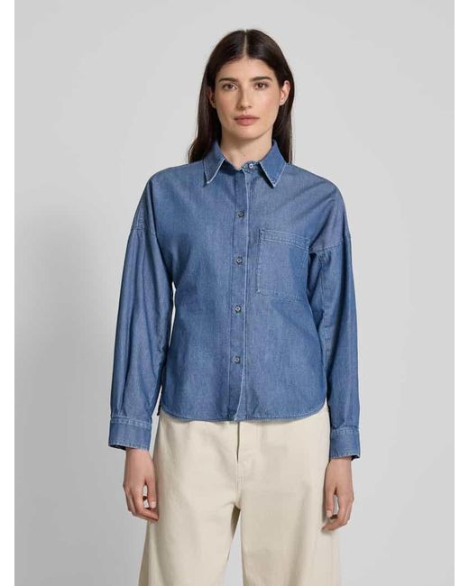 Weekend by Maxmara Blue Relaxed Fit Jeansbluse Mit Brusttasche Modell 'Nettare'