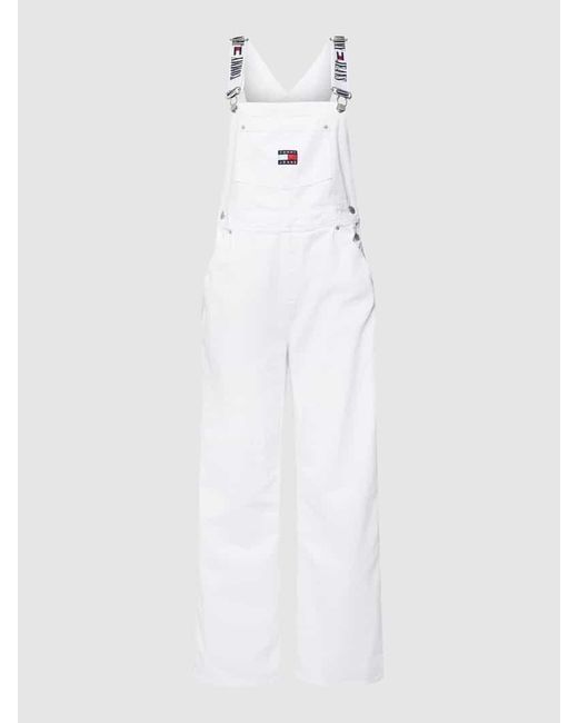Tommy Hilfiger White Latzhose mit Label-Patch Modell 'DUNGAREE'