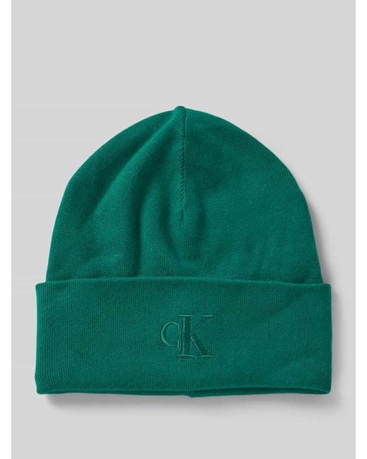Calvin Klein Green Beanie mit Label-Stitching