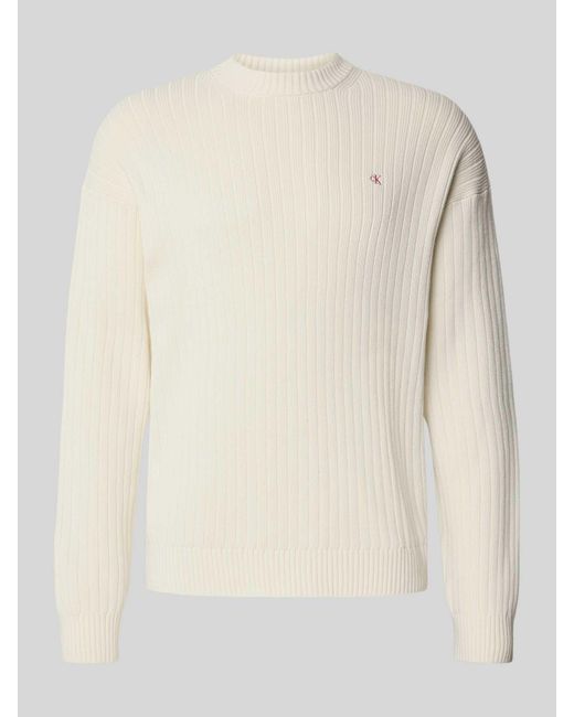 Calvin Klein Oversized Gebreide Pullover Met Ribboorden in het Natural voor heren