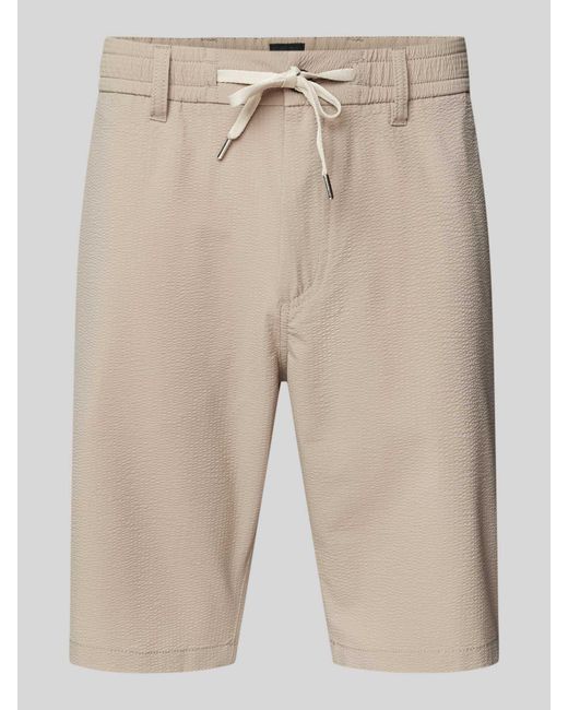 Boss Tapered Fit Korte Chino Met Structuurmotief in het Natural voor heren