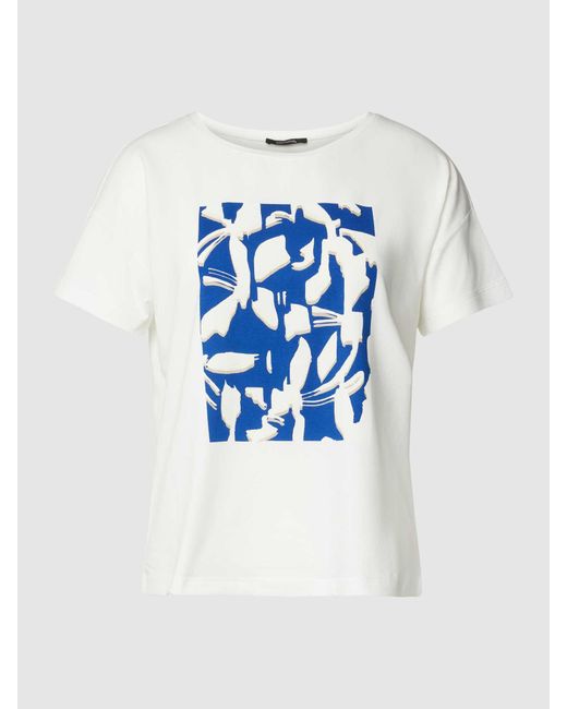 Comma, T-shirt Met Motiefprint in het Blue