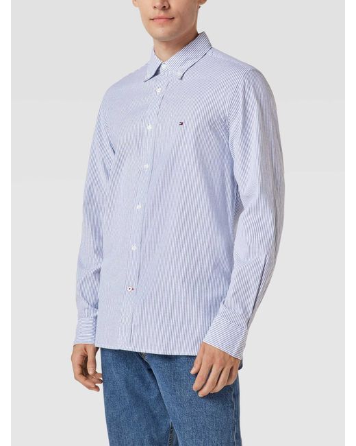 Tommy Hilfiger Regular Fit Freizeithemd mit Streifenmuster Modell 'CORE' in Blue für Herren