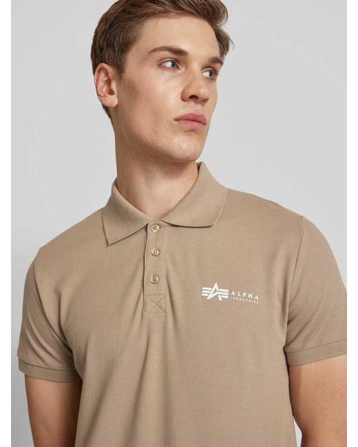 Alpha Industries Regular Fit Poloshirt Met Labelprint in het Natural voor heren