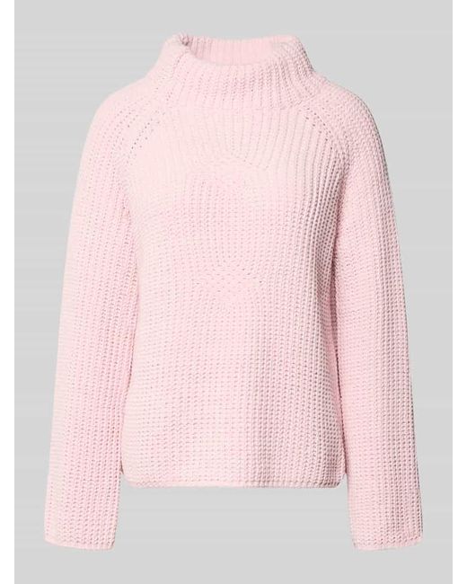 Monari Pink Strickpullover mit Stehkragen Modell 'Basic Chenille'