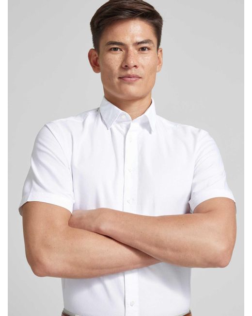 Jake*s Casual Fit Freizeithemd mit Knopfleiste in White für Herren