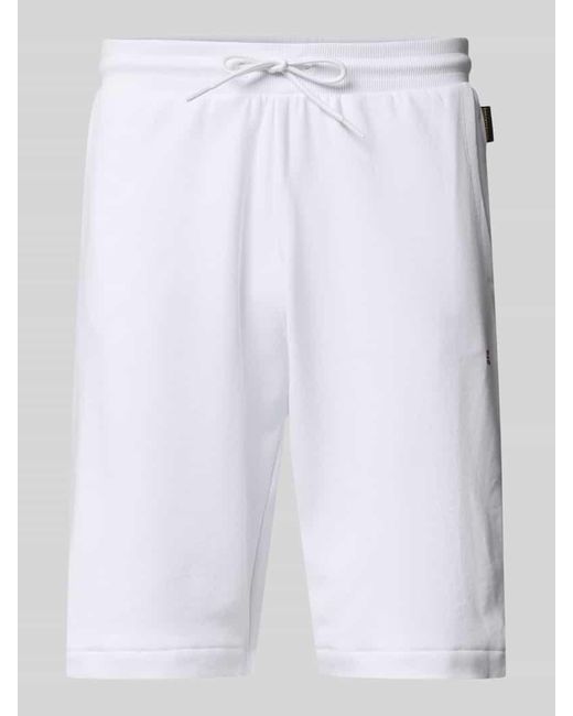 Napapijri Regular Fit Sweatshorts mit elastischem Bund Modell 'NALIS' in White für Herren