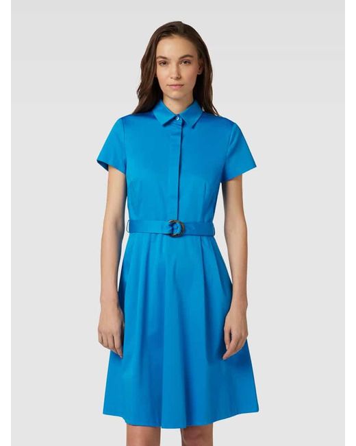 christian berg Blue Kleid mit unifarbenem Design und Taillenband