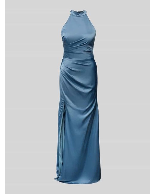 Luxuar Blue Abendkleid mit Raffungen und Gehschlitz