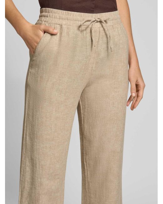 Freequent Wide Leg Broek Van Linnenmix Met Elastische Band Model 'Lava' in het Natural