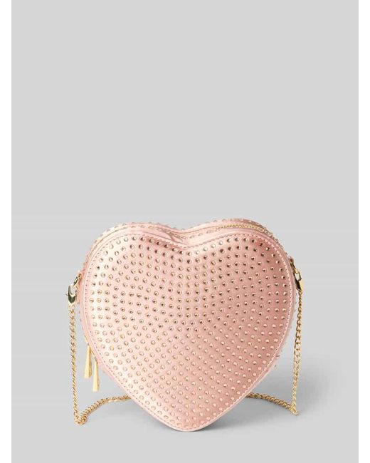 WEAT Pink Umhängetasche mit Ziersteinbesatz Modell 'Big Heart'