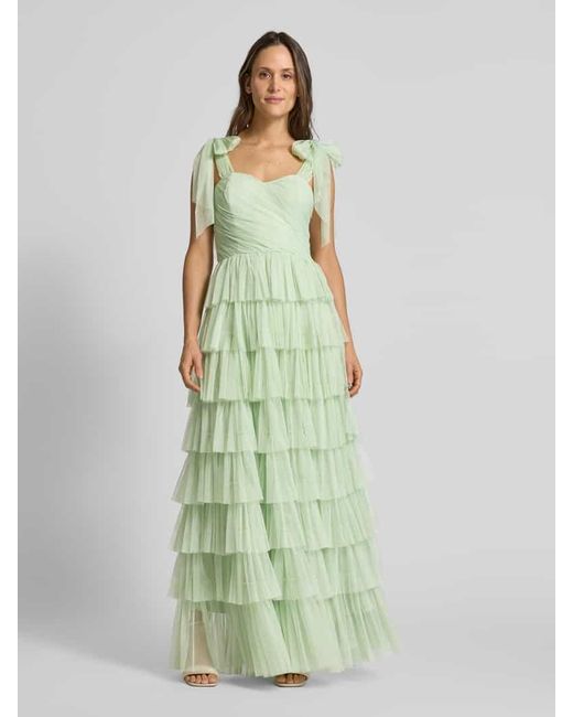 LACE & BEADS Green Abendkleid mit Volants
