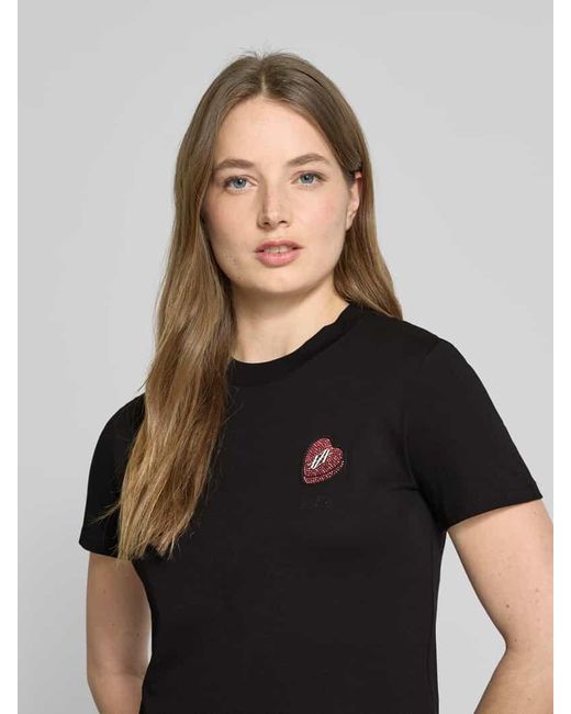 ARMANI EXCHANGE Black T-Shirt mit Label-Patch