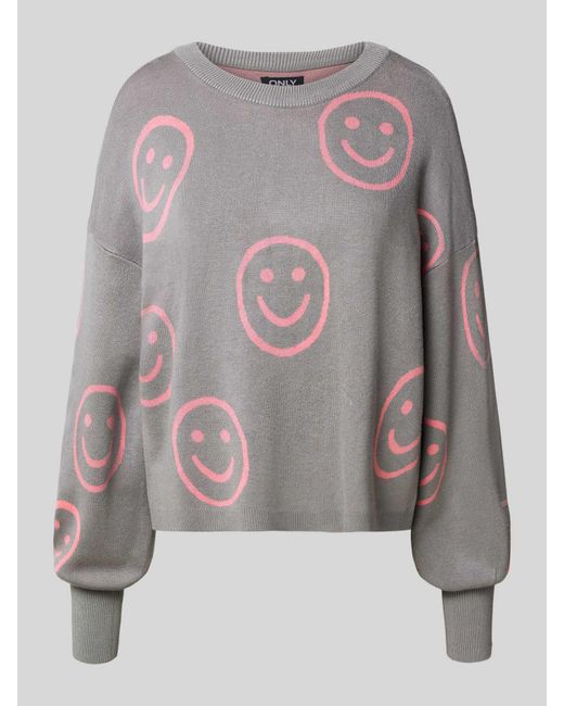 ONLY Regular Fit Gebreide Pullover Van Viscosemix, Model 'Montana' in het Gray