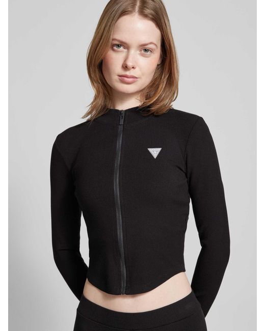 Guess Shirt Met Lange Mouwen En Deelbare Ritssluiting in het Black