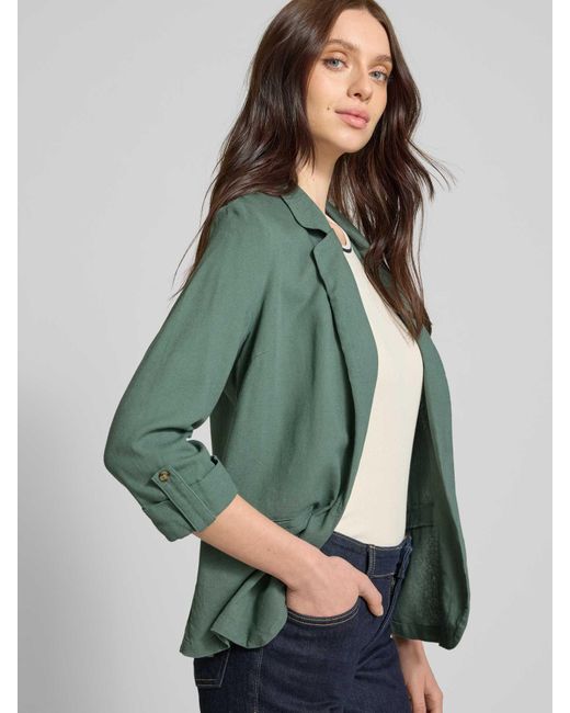 Vero Moda Regular Fit Blazer Van Een Mix Van Viscose En Linnen in het Green