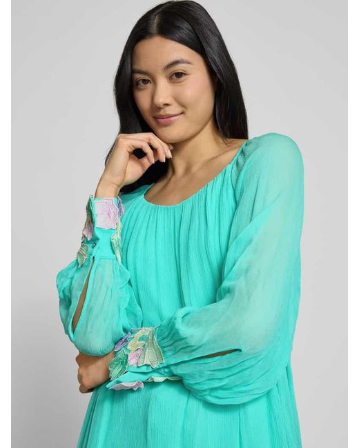 Marc Cain Green Regular Fit Bluse mit floralen Applikationen