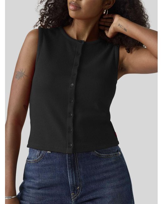 Levi's Top Van Ribtricot Met Knoopsluiting in het Blue