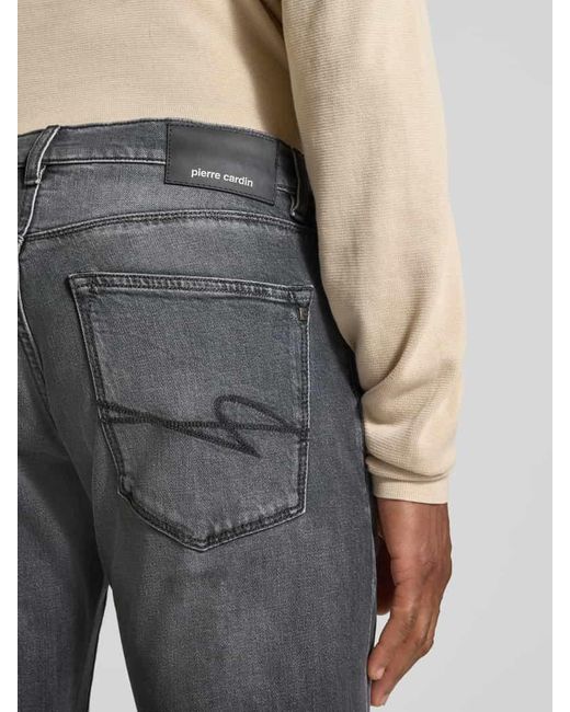 Pierre Cardin Tapered Fit Jeans im Used-Look Modell 'Lyon' in Gray für Herren