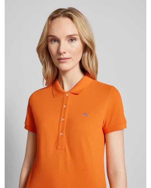 Gant Orange Slim Fit Poloshirt mit Label-Stitching